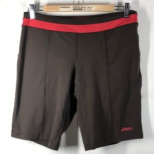 ASICS brown and pink biker shorts size medium